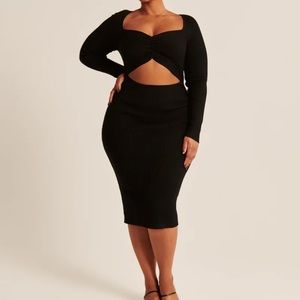 Abercrombie Cinched Front Cutout Midi Sweater Dress